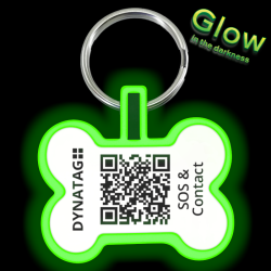 Pet-Tag SOS "Bone" Silicone Glow Green