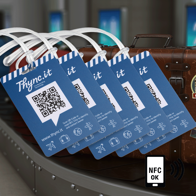 Luggage Tag with QR/NFC Pack of five