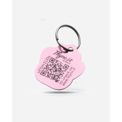 SOS-Tiermarke "Pfote" aus Aluminium Pink mit QR-Code