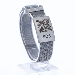 SOS Emergency Wristband Textile Grey with QR Code & Swiss Data Platform
