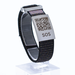 SOS Emergency Wristband Textile Black/Pink with QR Code & Swiss Data Platform