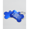 Hundemarke "Knochen" aus Aluminium Blau mit QR-Code