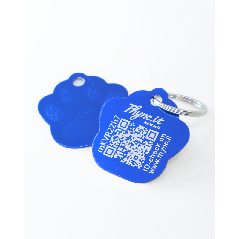 Pet Tag "Paw" Alu Blue - QR Code