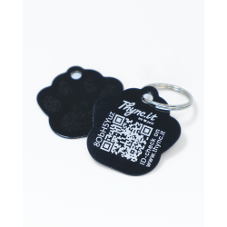 SOS-dierenpenning "Pootafdruk" Aluminium Zwart- QR-Code