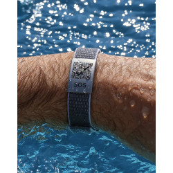 SOS Emergency Wristband Textile Grey with QR Code & Swiss Data Platform