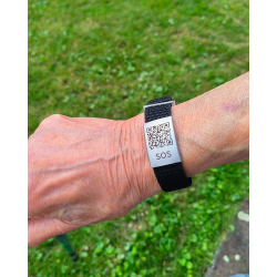 SOS Emergency Wristband Textile Black with QR Code & Swiss Data Platform