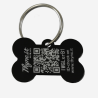 Hundemarke "Knochen" aus Aluminium Schwarz mit QR-Code