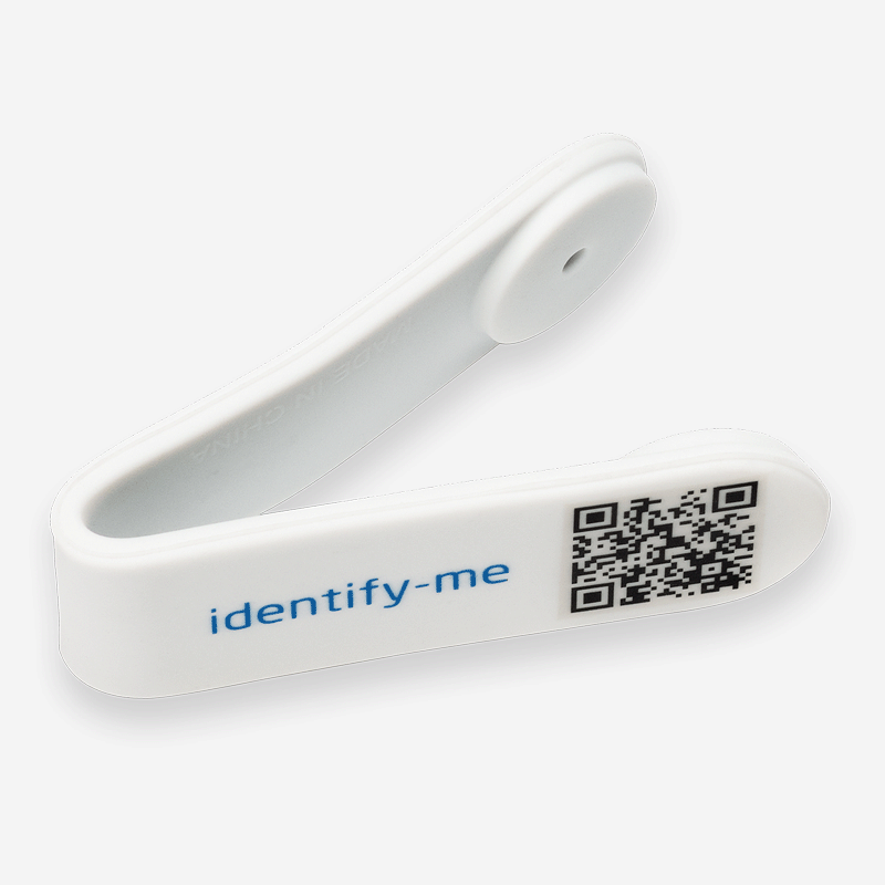 SOS Emergency Clip Silicone White with QR Code