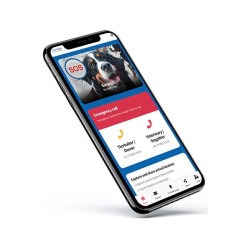 Hundemarke "Knochen" aus Aluminium Blau mit QR-Code