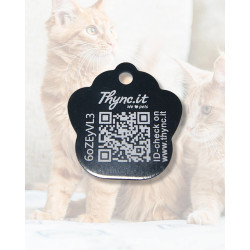 Pet Tag  "Paw" Aluminium Black -  QR Code