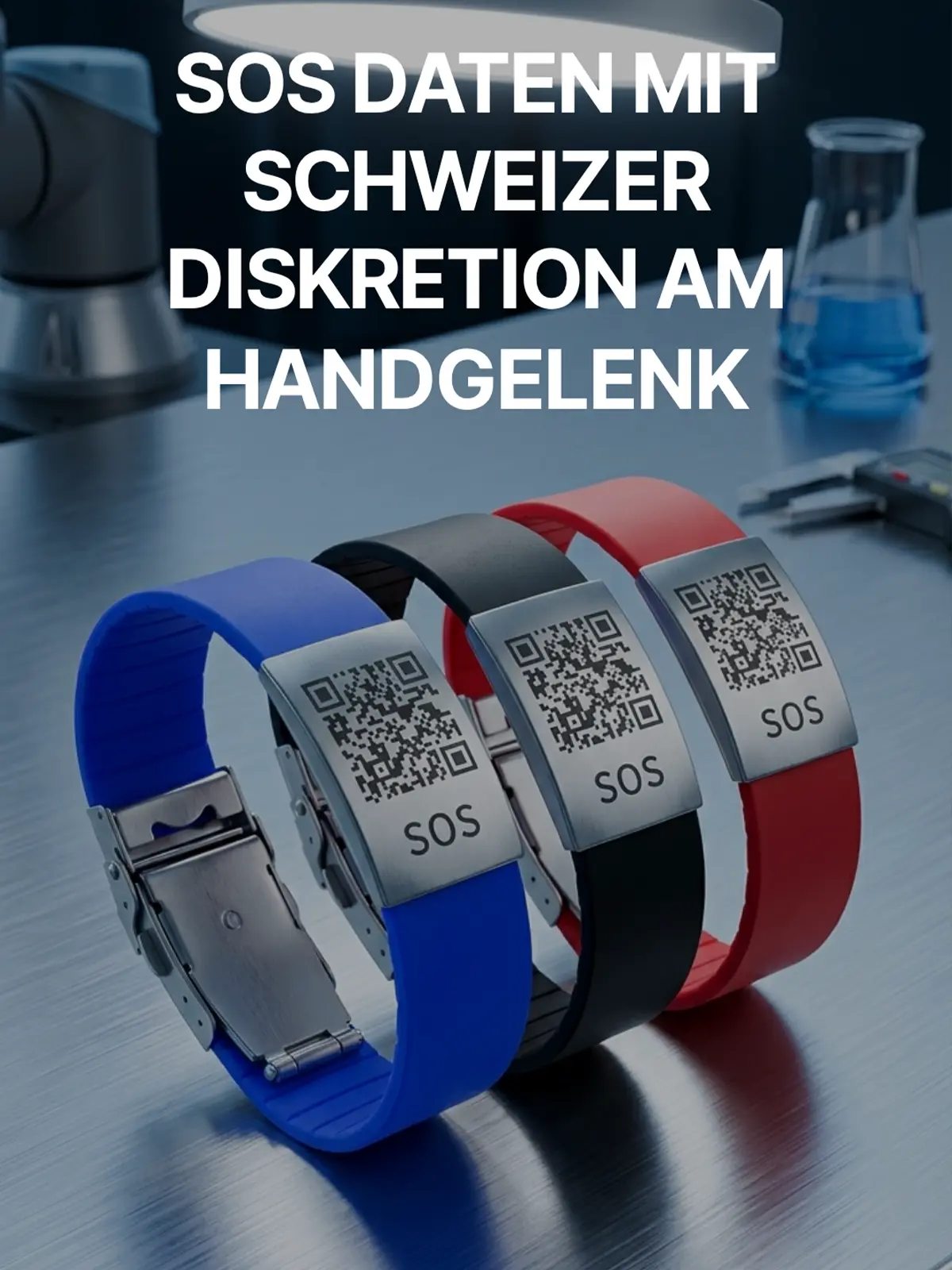 SOS emergency wristband with QR code made from silicone