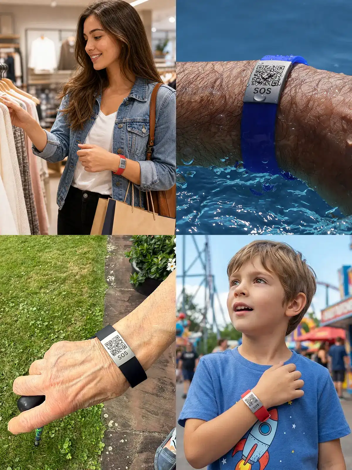 SOS emergency wristband for everyday life, sports, travel, children and care situations