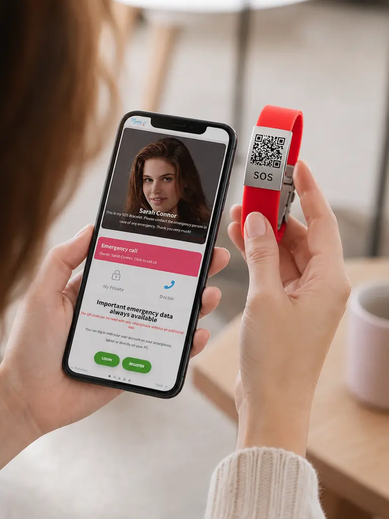 SOS Notfallarmband mit QR-Code aktivieren und konfigurieren