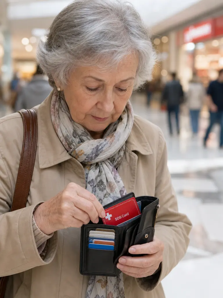 Richtige Nutzung der SOS Notfallkarte mit QR-Code und passiver SkimGuard-Abschirmfunktion